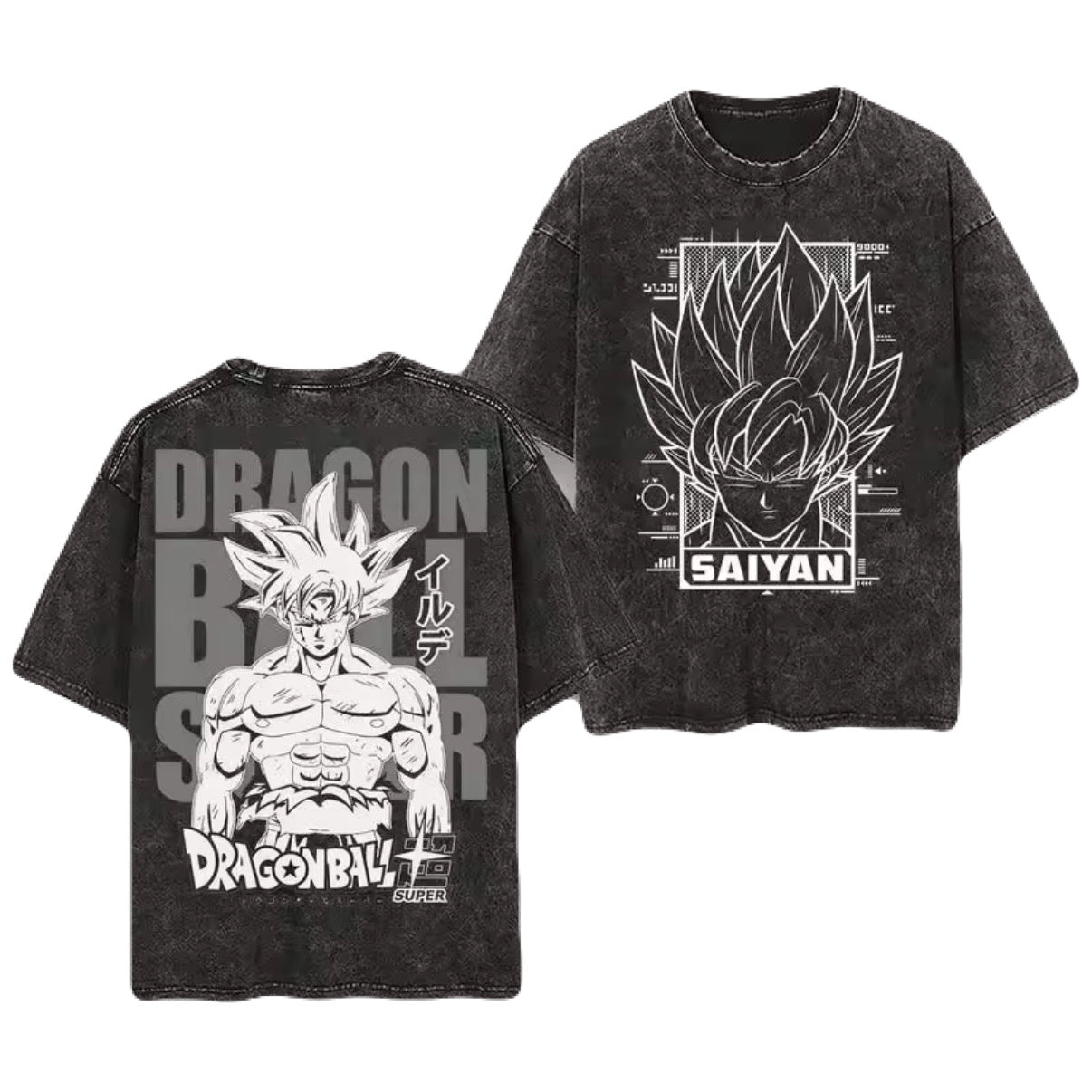 Dragon ball Acid Wash Tee – Black & White (Unisex)