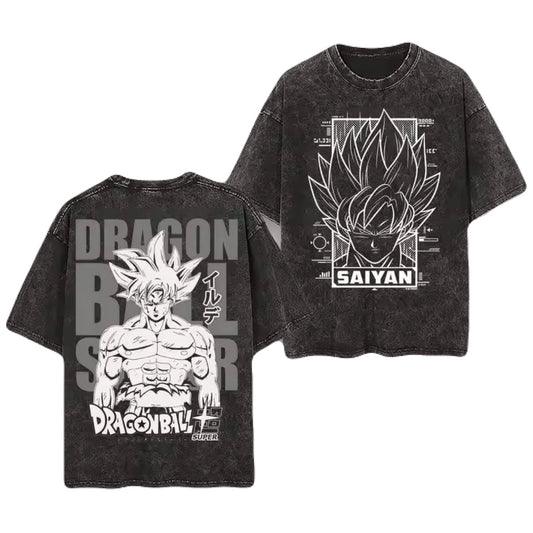 Dragon ball Acid Wash Tee – Black & White (Unisex)
